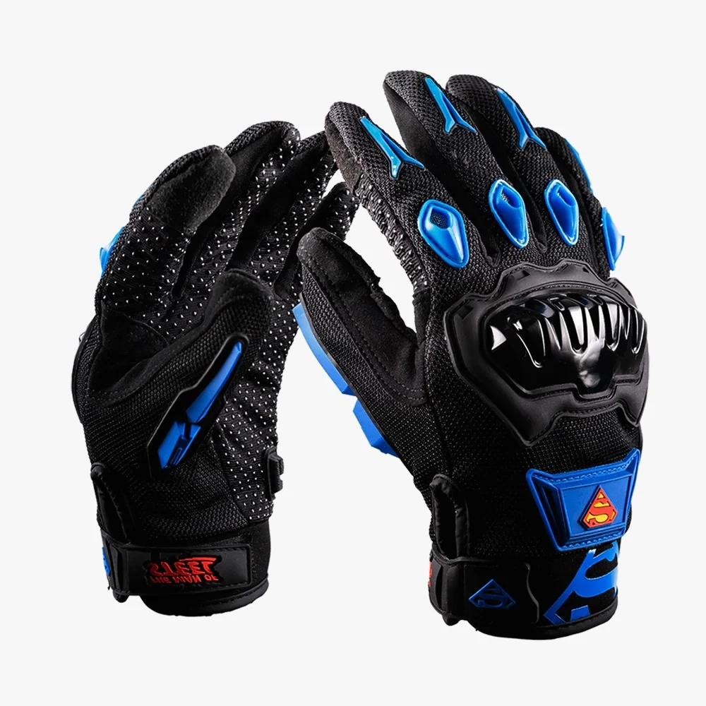 Guantes KOV DC DELTA SUPERMAN NEGRO Y AZUL