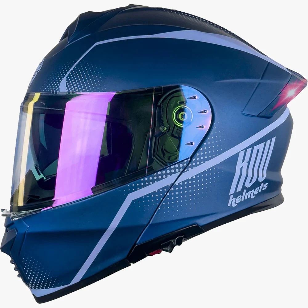 Casco KOV TRUENO ONDAS AZUL CON LED
